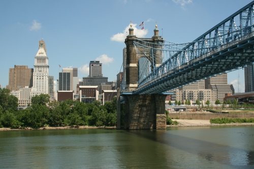 Cincinnati city scape bridge